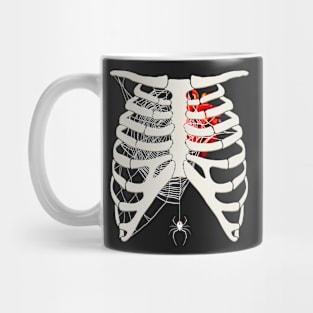 Halloween Rotten Heart with Spider Web Ribcage Mug